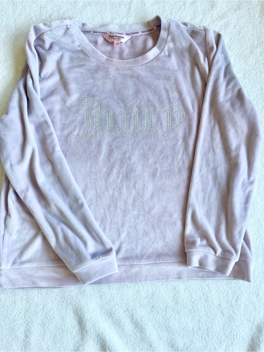 Juicy Couture Y2K Pastel Bling Velour Pullover Loungewear M